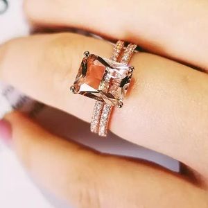 New Rose Gold Color Wedding Ring Set